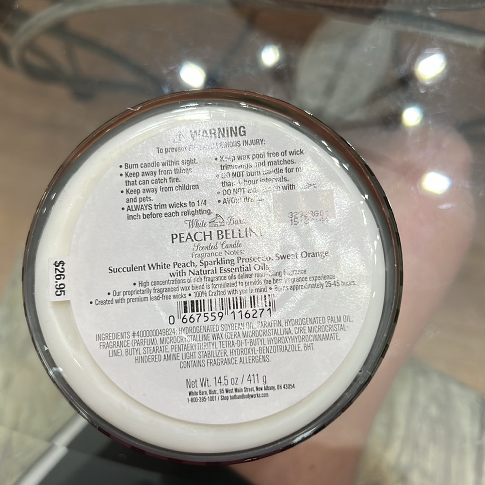Bath & Body Works PEACH BELLINI 3 Wick Candle - Picture 4 of 4